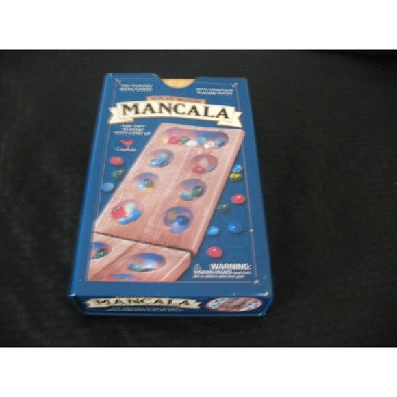 Mancala Folding Board Game With Gemstone Pieces Family Game Solid Wood - Picture 1 of 5